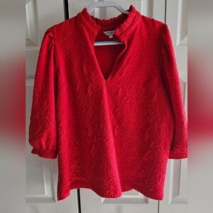 Crown & Ivy Vibrant Red Textured Blouse
